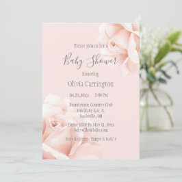 Blush Pink Roses Script Baby Dusche Einladung