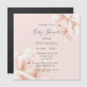 Blush Pink Roses Script Baby Dusche Magneteinladung (Vorne/Hinten)
