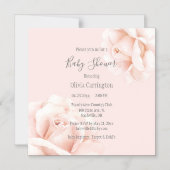 Blush Pink Roses Script Baby Dusche Magneteinladung (Vorderseite)