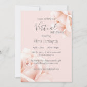Blush Pink Roses Script Baby Dusche von Virtual Einladung (Vorderseite)