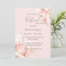 Blush Pink Roses Script Baby Dusche von Virtual Einladung