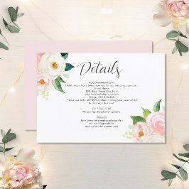 Blush Pink Roses Watercolor Hochzeitdetails Begleitkarte