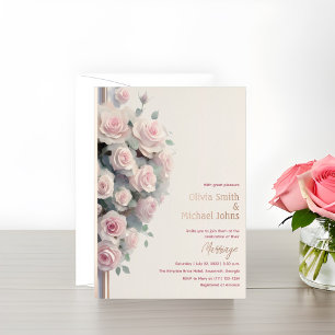 Blush pink roses Watercolor Wedding Invitations Folien Feiertagskarte
