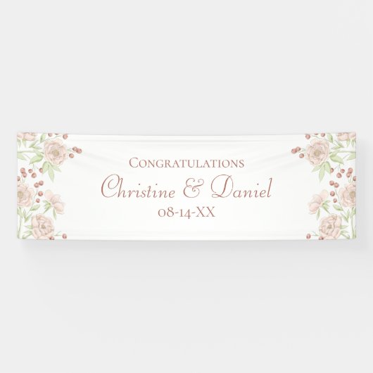 Blush Pink Roses Wedding Banner (Horizontal)