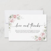 Blush Pink Roses Wedding Danke Karte (Vorderseite)