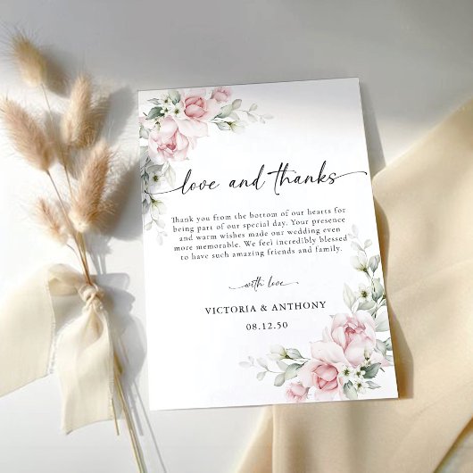 Blush Pink Roses Wedding Danke Karte
