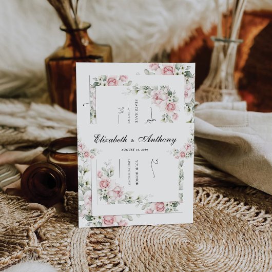 Blush Pink Roses Wedding Einladung Bauchband Einladungsbanderole