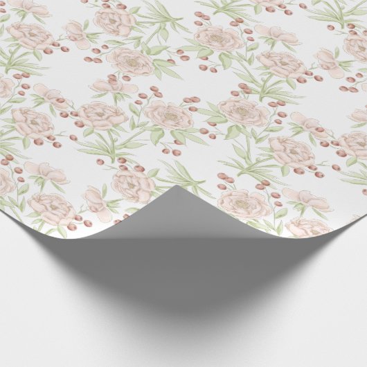 Blush Pink Roses Wedding Geschenkpapier (Ecke)