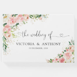Blush Pink Roses Wedding Guest Book Gästebuch