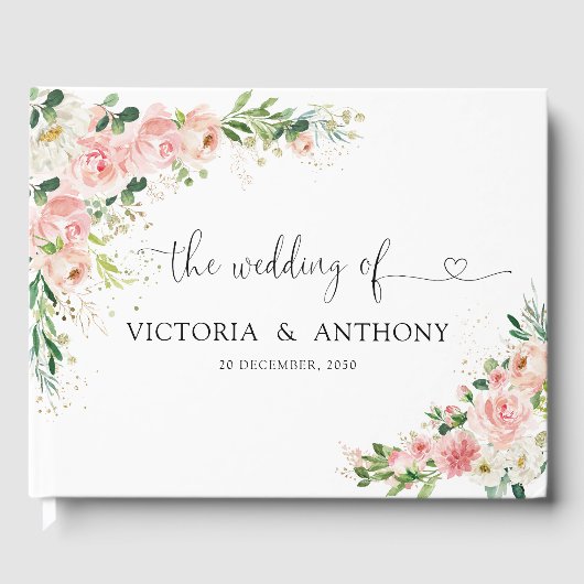 Blush Pink Roses Wedding Guest Book Gästebuch (Vorderseite)