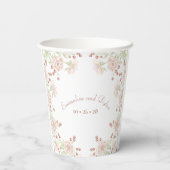 Blush Pink Roses Wedding Pappbecher (Rückseite)