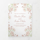 Blush Pink Roses Wedding Programs Dreifach-gefaltete Programmkarte (Cover)
