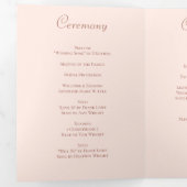 Blush Pink Roses Wedding Programs Modern Dreifach-gefaltete Programmkarte (Innen Erste Seite)