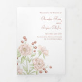 Blush Pink Roses Wedding Programs Modern Dreifach-gefaltete Programmkarte (Cover)