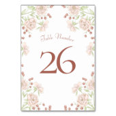Blush Pink Roses Wedding Tischnummer (Rückseite)