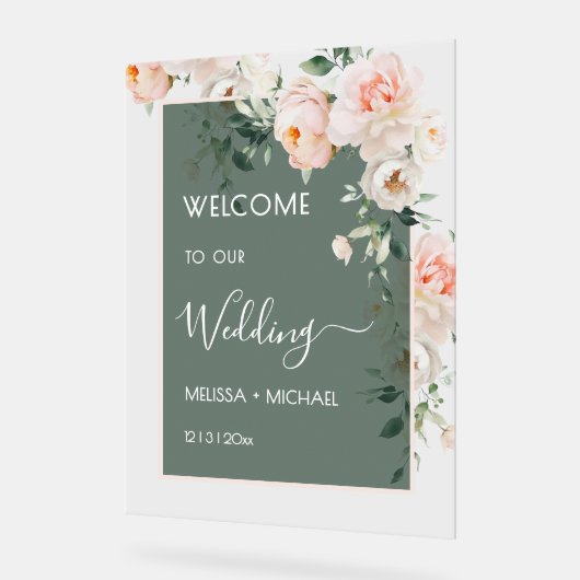 Blush Pink Roses Wedding Transparent Acrylschild (Winkel)