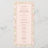 Blush Pink Roses Wedding Vintage Programs Menükarte (Rückseite)