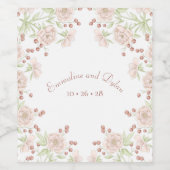 Blush Pink Roses Wedding Weinetikett (Einzelnes Label)