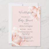 Blush Pink Roses Wir Adoptiere Script Baby Shower Einladung (Vorderseite)