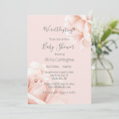 Blush Pink Roses Wir Adoptiere Script Baby Shower Einladung (Stehend Vorderseite)