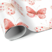 Blush Pink Rote Schmetterlinge Geburtstag Geschenkpapier (Rolleneckpunkt)