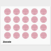 Blush Pink Round Ingredients Product Label Runder Aufkleber (Blatt)