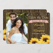 BLUSH PINK RUSTIC SUNFLOWER SAVE THE DATE KARTE (Vorne/Hinten)