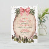 Blush Pink Rustic Winter Forest Bridal Shower Einladung (Stehend Vorderseite)