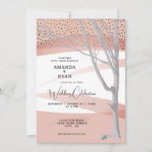 Blush Pink Rustic Winter Tree Wasserfarbenhochzeit Einladung (Vorderseite)