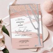 Blush Pink Rustic Winter Tree Wasserfarbenhochzeit Einladung