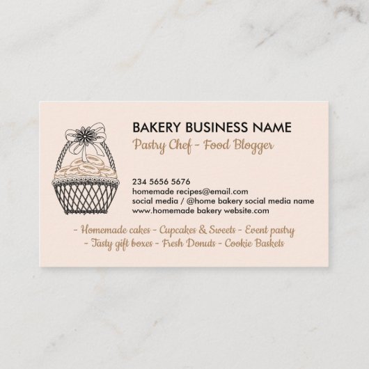 Blush Pink Rustikale Bäckereikekse Donut Visitenkarte (Rückseite)