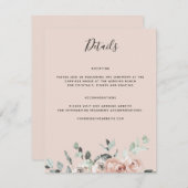 Blush Pink Rustikaler Eukalyptus Begleitkarte (Vorne/Hinten)