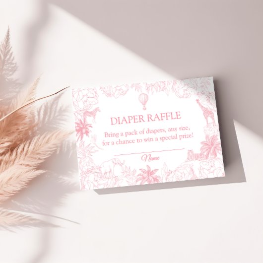 Blush Pink Safari Animals Jungle Diaper Raffle Begleitkarte