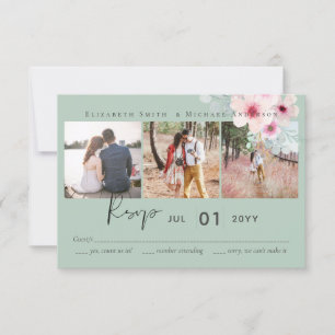 Blush Pink Sage Bloral Wedding RSVP Budget