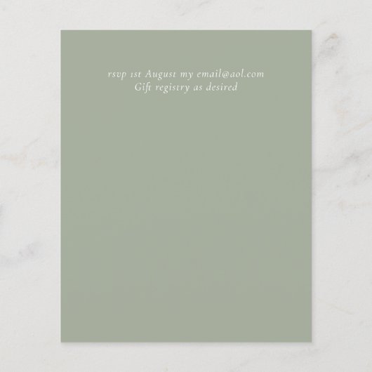 Blush Pink Sage Blumenzettel (Rückseite)