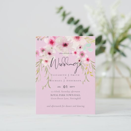 Blush Pink Sage Blumenzettel Postkarte (Stehend Vorderseite)