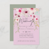 Blush Pink Sage Blumenzettel RSVP Karte (Vorne/Hinten)