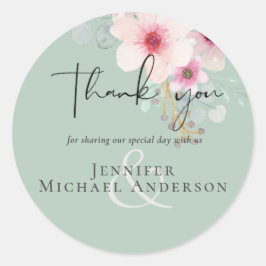 Blush Pink Sage Blumenzettel Runder Aufkleber