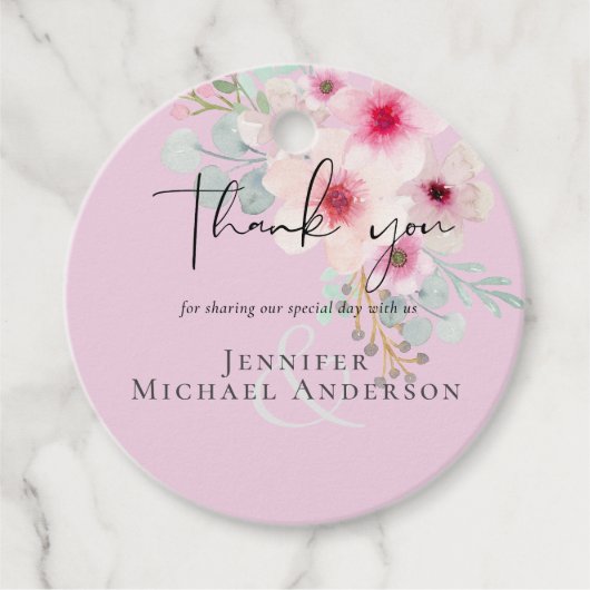 Blush Pink Sage Gastgeschenk Hochzeit Geschenktast Geschenkanhänger (Vorderseite)