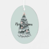 Blush Pink Sage Green Deer Weihnachtsbaum Ornament Aus Metall (Vorderseite links)