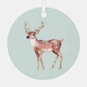 Blush Pink Sage Green Deer Weihnachtsbaum Ornament Aus Metall (Rückseite)