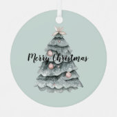 Blush Pink Sage Green Deer Weihnachtsbaum Ornament Aus Metall (Vorderseite)