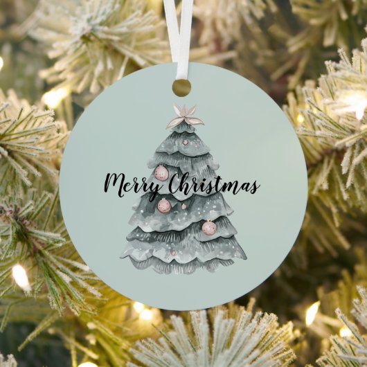 Blush Pink Sage Green Deer Weihnachtsbaum Ornament Aus Metall (InSitu)