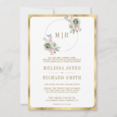 Blush Pink Sage Green Floral All in one Wedding Einladung (Vorderseite)