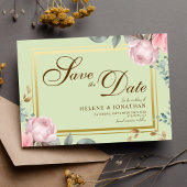 Blush Pink Sage Green Floral Elegante Hochzeit Save The Date