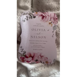 Blush Pink & Sage Green Floral Wedding Einladung