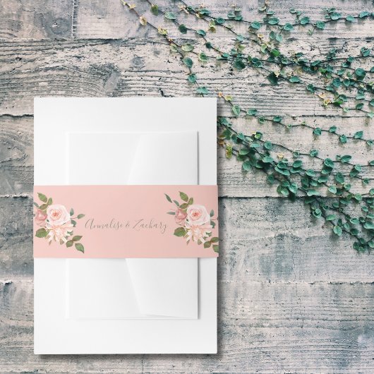 Blush Pink & Sage Green Floral Wedding Einladungsbanderole