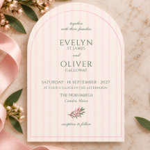 Blush Pink Sage Green Script Wedding Invitation