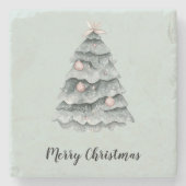 Blush Pink Sage Grüner Weihnachtsbaum Steinuntersetzer (Vorderseite)