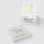 Blush Pink Sage Grünes Weihnachtsfest Steinuntersetzer (Seitenansicht)